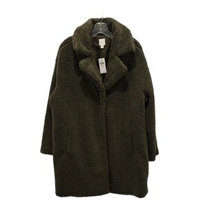 J.Jill Sherpa/Teddy Olive Green Women's Jacket